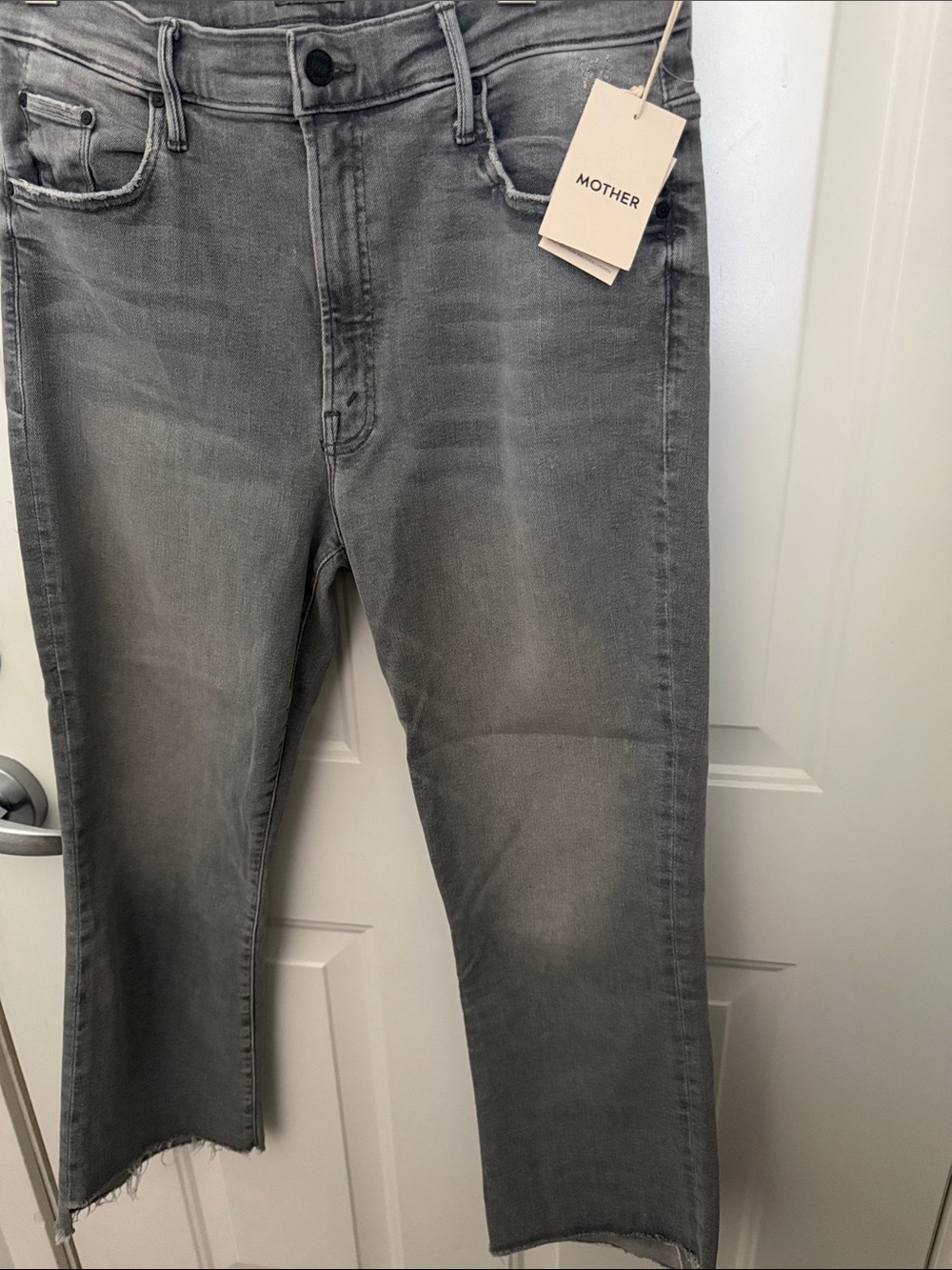 MOTHER The Insider crop step fray wash barely there jeans